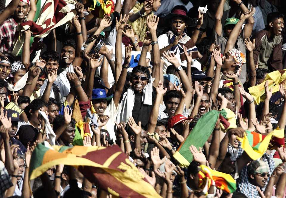 Spectators at the Premadasa cheer for Sri Lanka