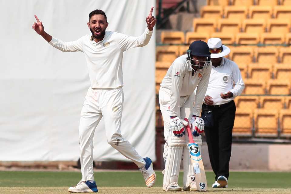 Dharmendrasinh Jadeja celebrates a wicket