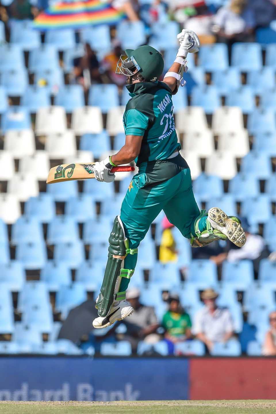 Pakistan batsman Imam-ul-Haq celebrates getting his 100 runs, third ODI, South Africa v Pakistan, Supersport Park, Centurion, January 25, 2019