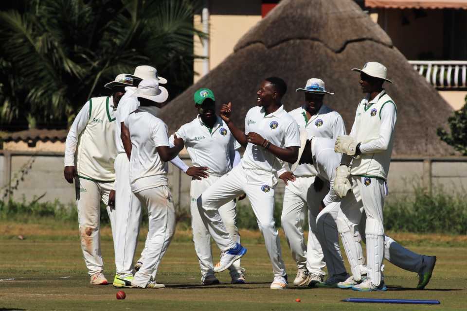 Victor Nyauchi celebrates one of his wickets