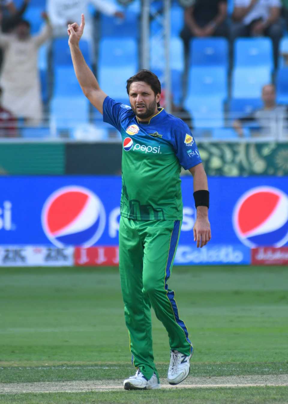 Shahid Afridi in a subdued celebration
