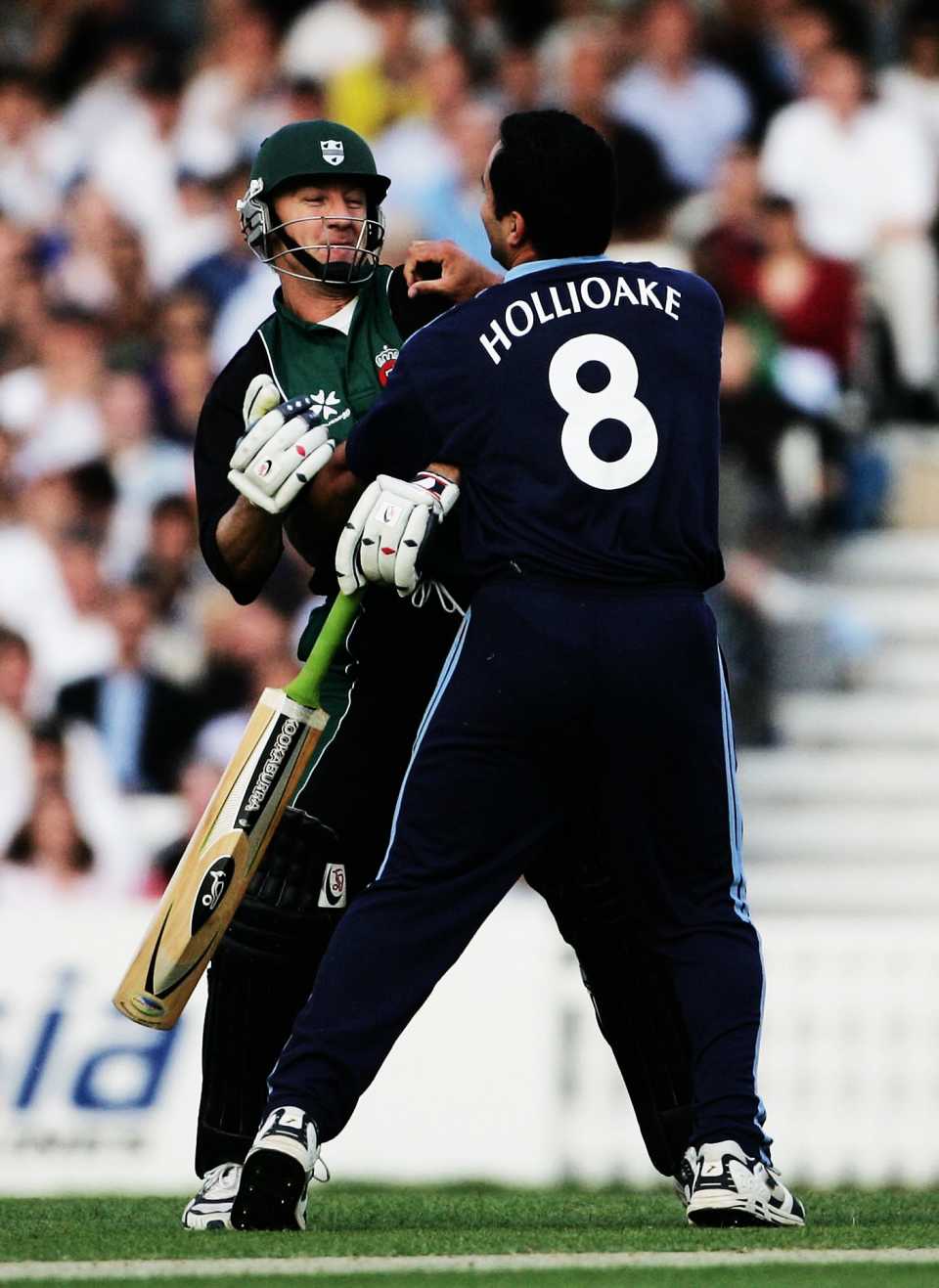 Andy Bichel and Adam Hollioake have a playful punch-up, Surrey v Worcestershire, Twenty20 Cup, The Oval, July 19, 2004