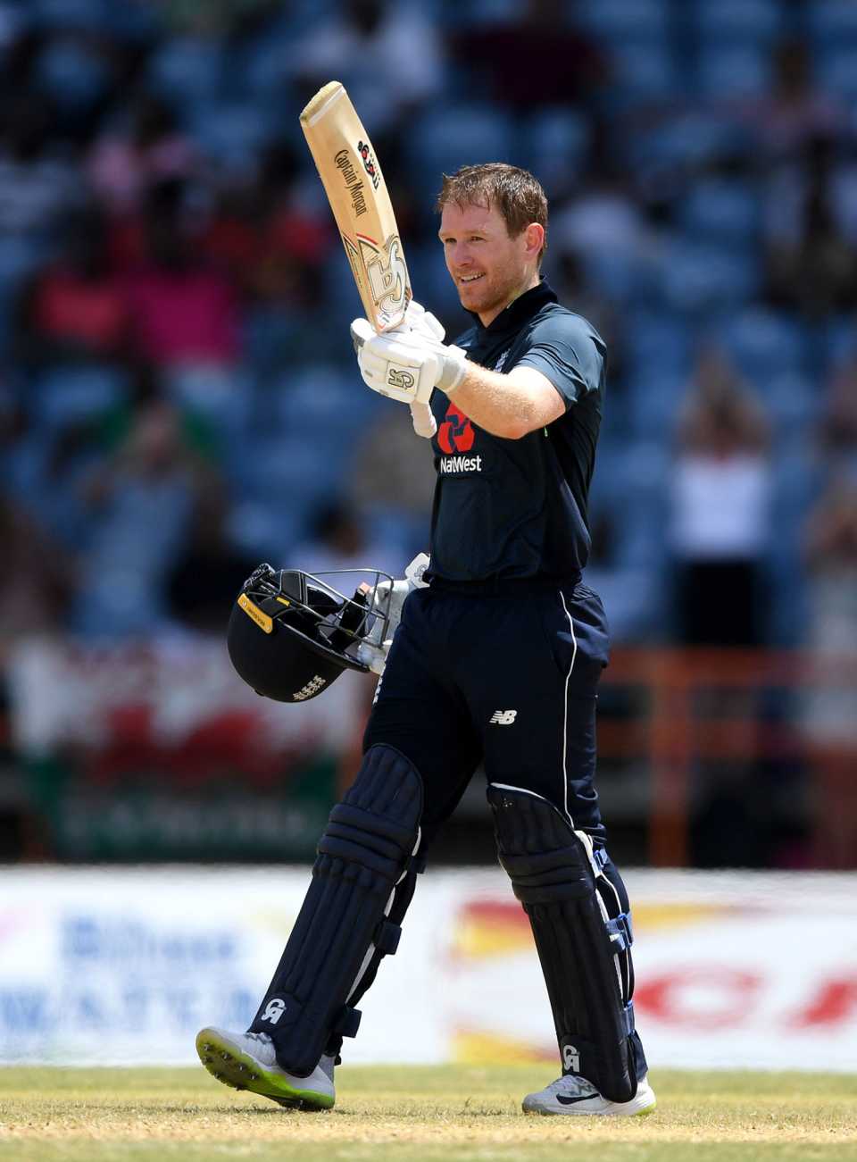 Eoin Morgan brings up his century, West Indies v England, 4th ODI, Grenada, February 27, 2019