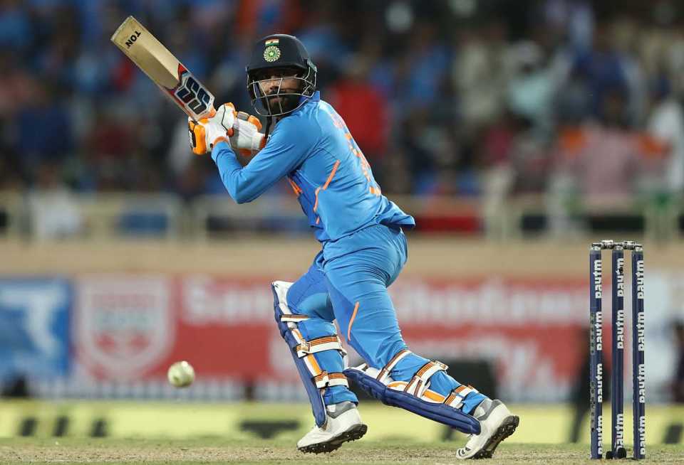 Ravindra Jadeja guides the ball towards third man, India v Australia, 3rd ODI, Ranchi, March 8, 2019