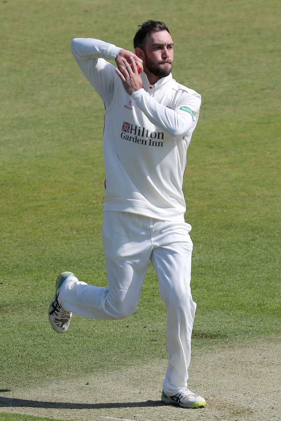 Glenn Maxwell of Lancashire claimed a career-best 5-40, Middlesex v Lancashire, County Championship Division Two, Lord's, April 11, 2019