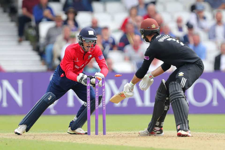 Ben Foakes is stumped by Robbie White, Surrey v Essex, Royal London One Day Cup, The Oval, April 23, 2019