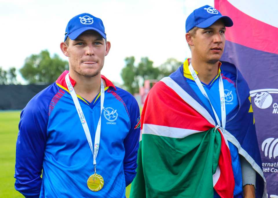 Namibia captain Gerhard Erasmus and Player of the Tournament JJ Smit were instrumental in their side gaining ODI status, Namibia v Oman, WCL Division Two, Final, Windhoek, April 27, 2019