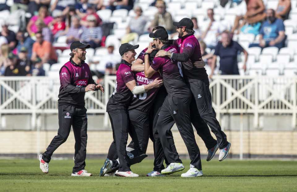Somerset celebrate a wicket, Nottinghamshire v Somerset, Trent Bridge, Royal London One-Day Cup, Semi-Final, May 12, 2019  