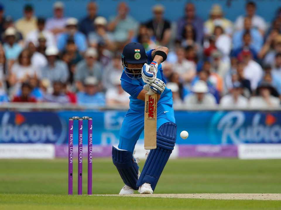 Virat Kohli plays forward, England v India, 3rd ODI, Leeds, England, July 17, 2018