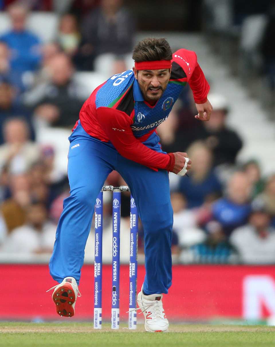 Hamid Hassan bowls, World Cup 2019 warm-up, Afghanistan v England, The Oval, London, May 27, 2019