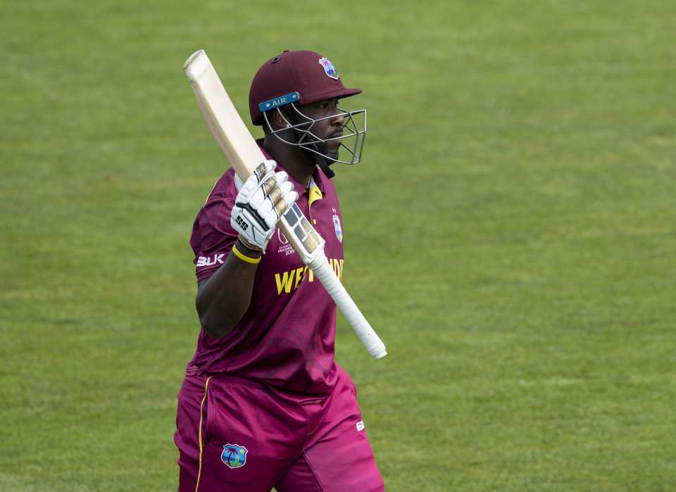 Andre Russell acknowledges the applause at the end of his innings
