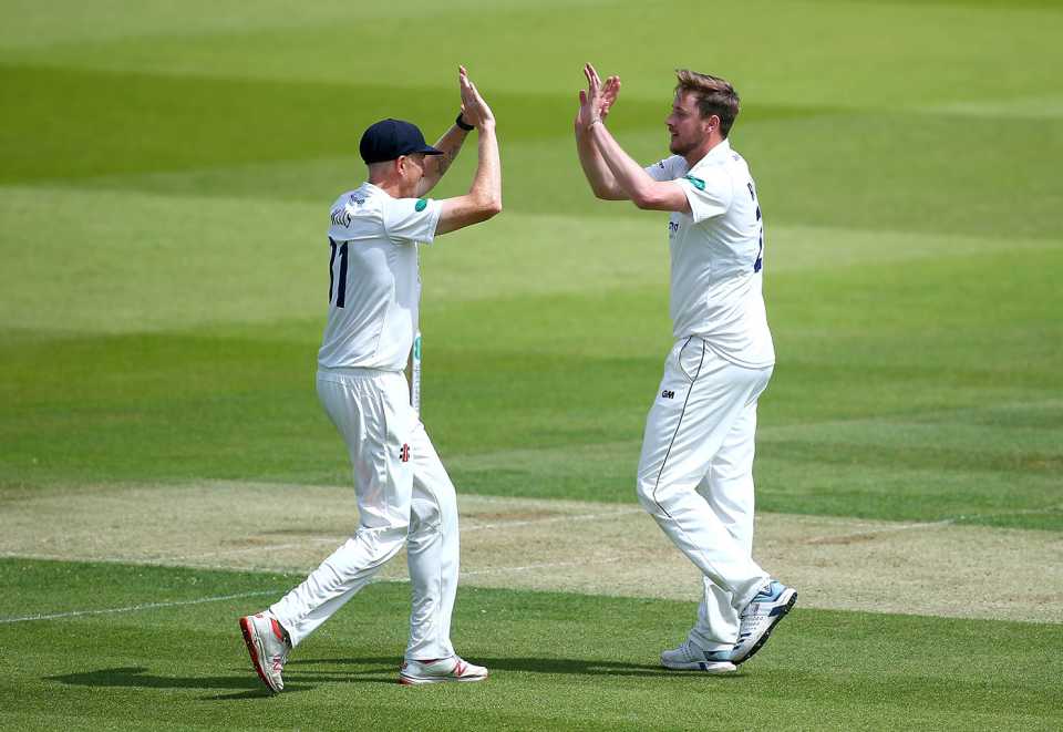 Ollie Robinson celebrates with Luke Wells, Middlesex v Sussex, County Championship Division Two, Lord's, June 2, 2019