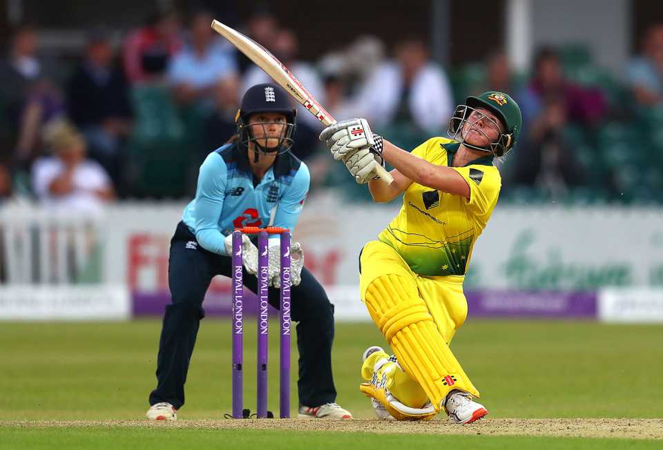 Beth Mooney swings into the leg side, England v Australia, 2nd ODI, Leicester, July 04, 2019