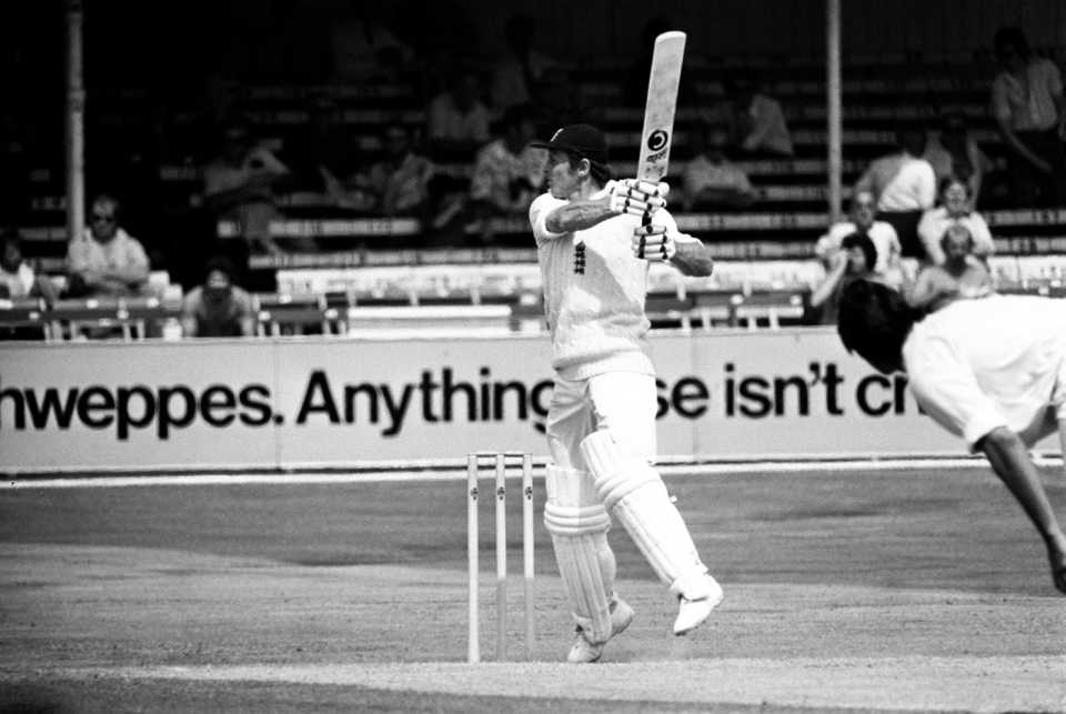 Geoff Boycott cuts on his way to a hundred