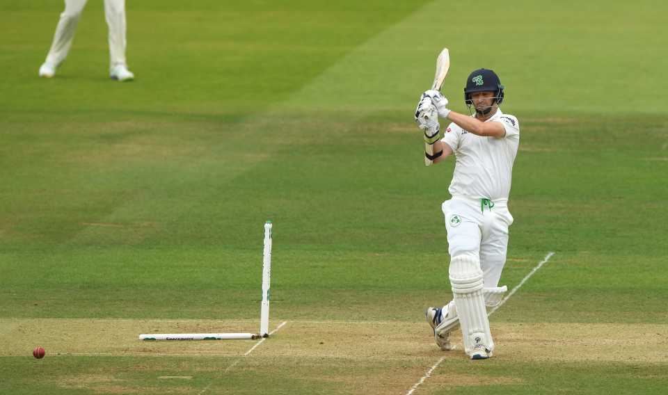 Tim Murtagh stump was shattered by Chris Woakes, the last Ireland wicket to fall