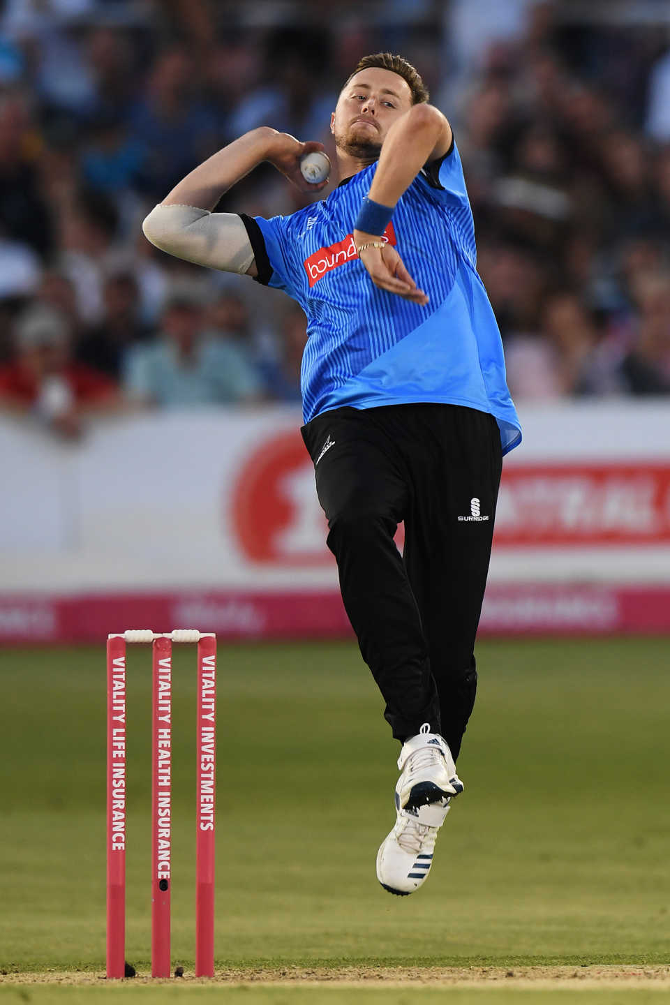 Ollie Robinson in his delivery stride, Sussex v Hampshire, Vitality Blast, Hove, July 24, 2019
