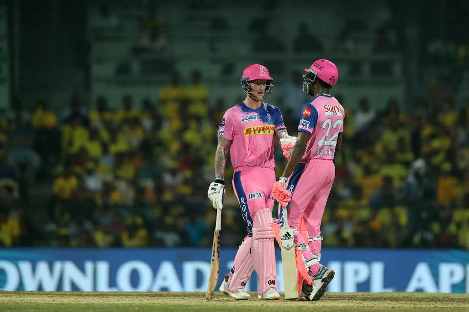 Stokes and Archer know each other well from their time playing for Rajasthan Royals in the IPL, Chennai Super Kings v Rajasthan Royals, IPL 2019, Chennai, March 31, 2019