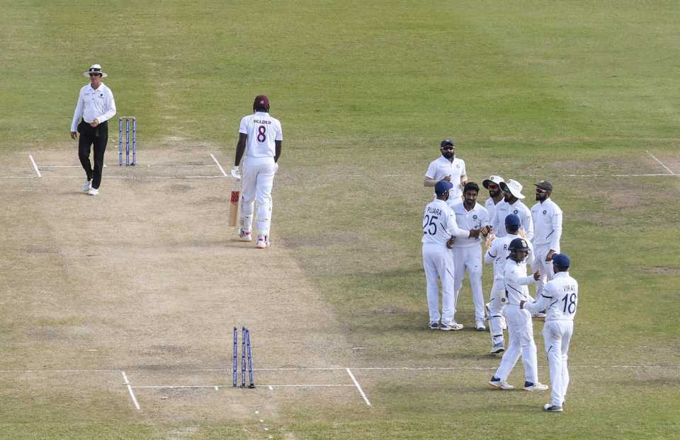 Jason Holder walks back after being dismissed, West Indies v India, 1st Test, Antigua, Day 4, August 25, 2019