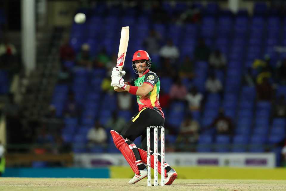 Laurie Evans tucks the ball behind square, St Kitts and Nevis Patriots v Jamaica Tallawahs, Basseterre, CPL 2019, September 10, 2019