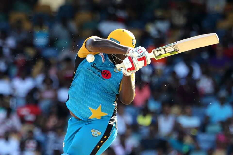 Rahkeem Cornwall is hit on the arm, Barbados Tridents v St Lucia Stars, Caribbean Premier League, Kensington Oval, Bridgetown, Barbados, September 2, 2018