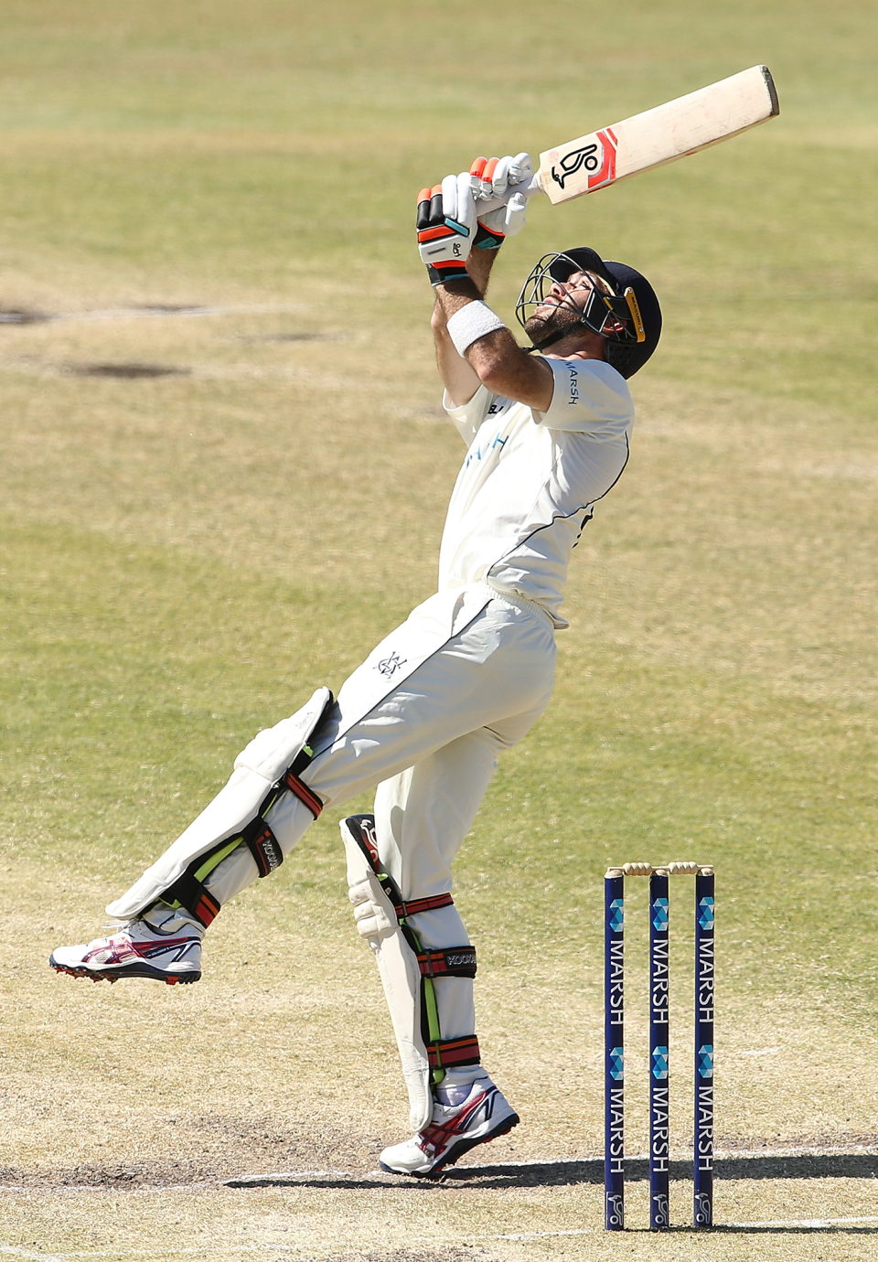 Glenn Maxwell plays the shot that brought his dismissal