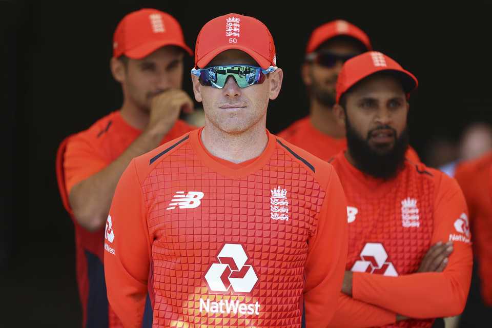 Eoin Morgan looks on during game two, England v New Zealand, 2nd T20I, Wellington, November 03, 2019