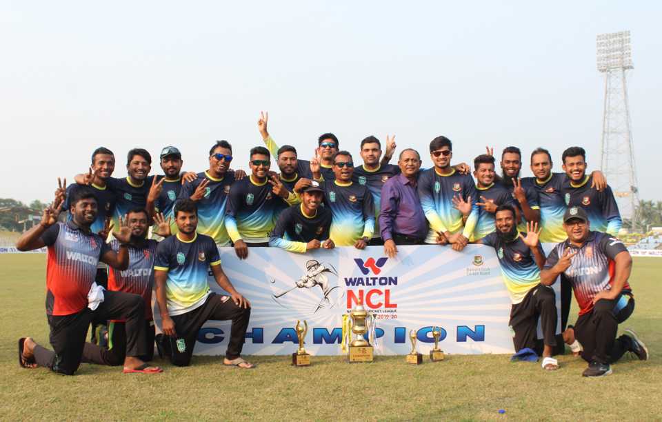Khulna Division pose with the winners' trophy