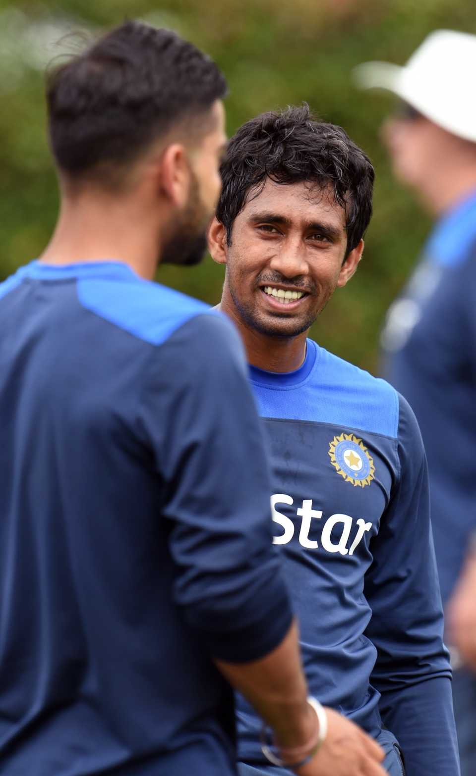 Wriddhiman Saha and Virat Kohli have a chat at practice the day before the match, Australia v India, fourth Test, Sydney, January 5, 2015