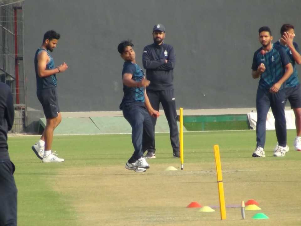 Madhya Pradesh's Ravi Yadav in action at the nets, Ranji Trophy 2019-20