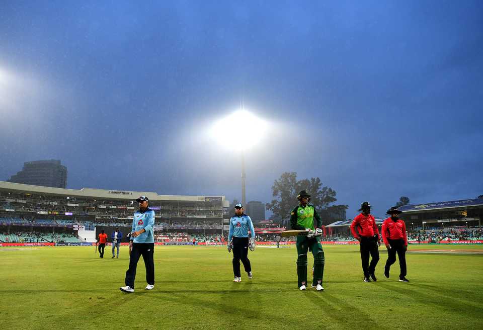 Rain ruined the second ODI at Kingsmead, South Africa v England, 2nd ODI, Durban, February 7, 2020