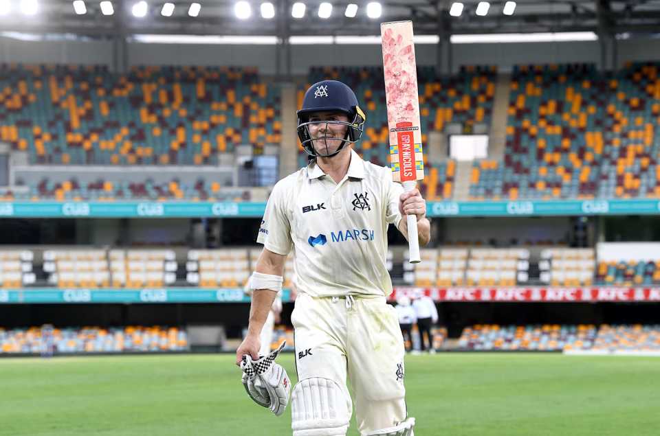 Seb Gotch walks off after his second Shield hundred, Victoria v Queensland, Sheffield Shield, Gabba, February 24, 2020