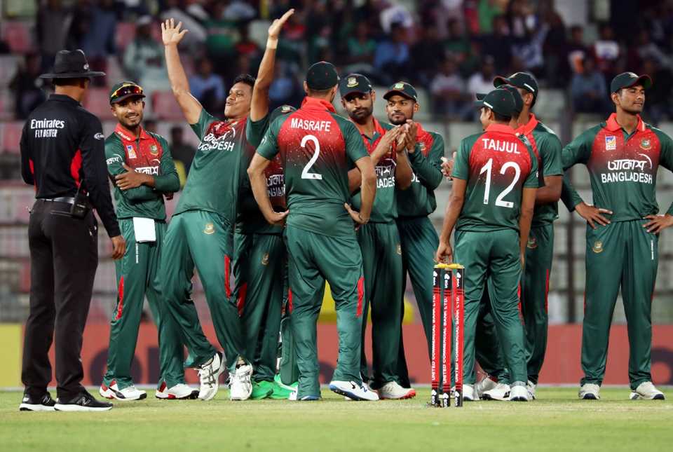 Mohammad Saifuddin lets out a trademark celebration, Bangladesh v Zimbabwe, 1st ODI, Sylhet, March 1, 2020