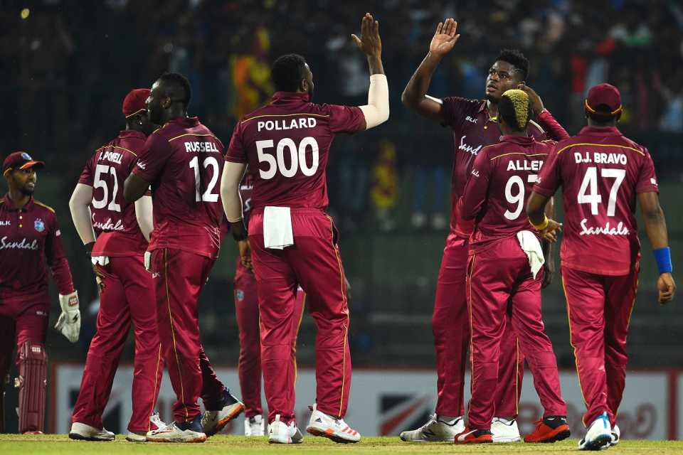 Kieron Pollard wore a special jersey during his 500th T20, Sri Lanka v West Indies, 1st T20I, Pallekele, March 4, 2020