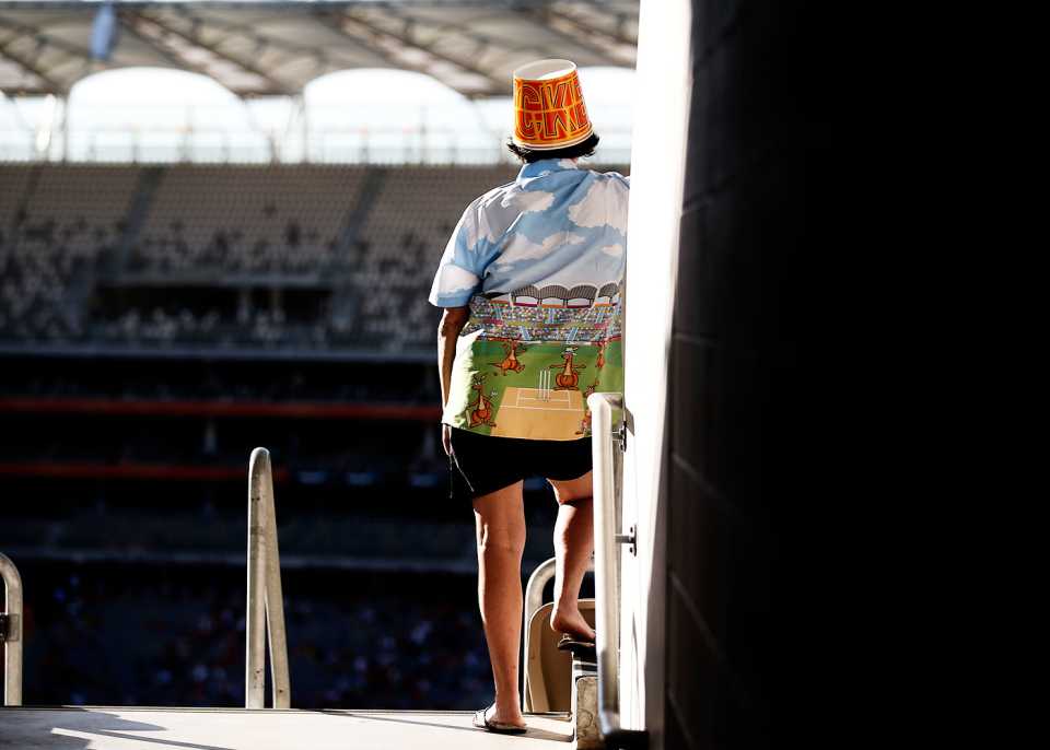 A fan watches the Big Bash game in Perth, Perth Scorchers v Hobart Hurricanes, Perth, January 5, 2020