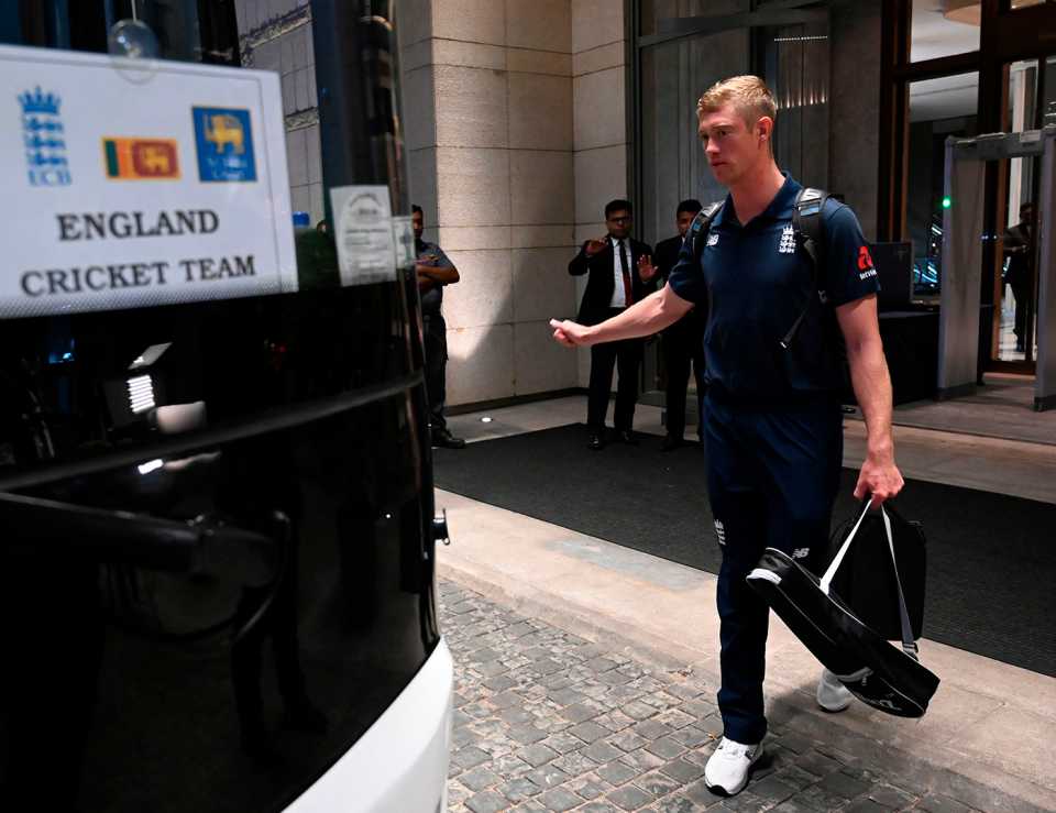Keaton Jennings boards a bus for Colombo airport