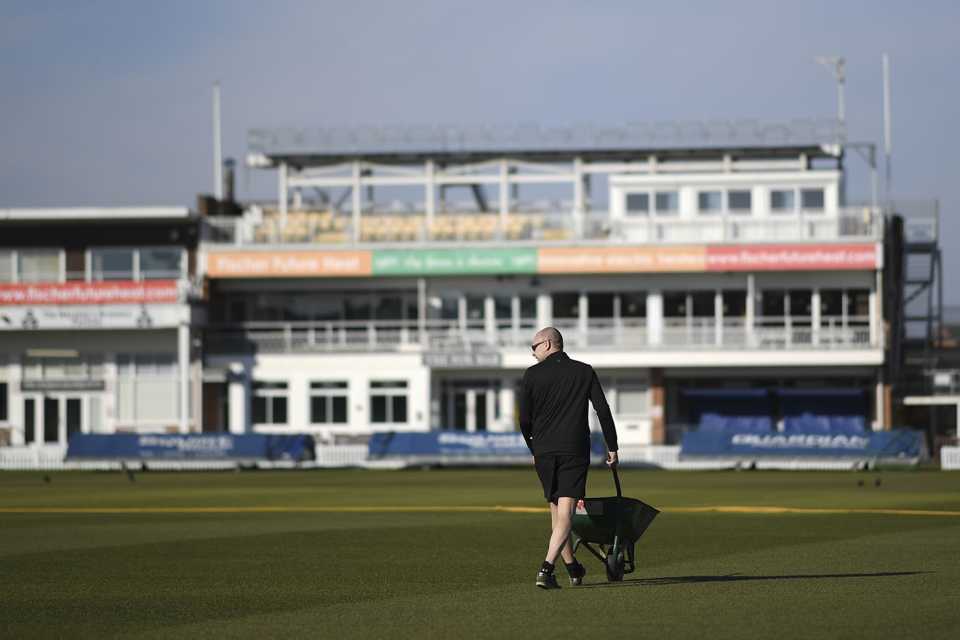 County groundsmen will have plenty of time to prepare their pitches for the summer, Grace Road, Leicester, March 24, 2020