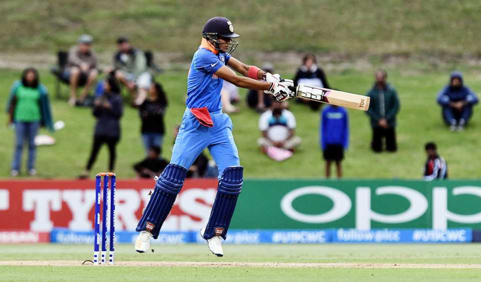 Shubman Gill gets in his air, Australia v India, Under-19 World Cup, final, Mount Maunganui, February 3, 2018