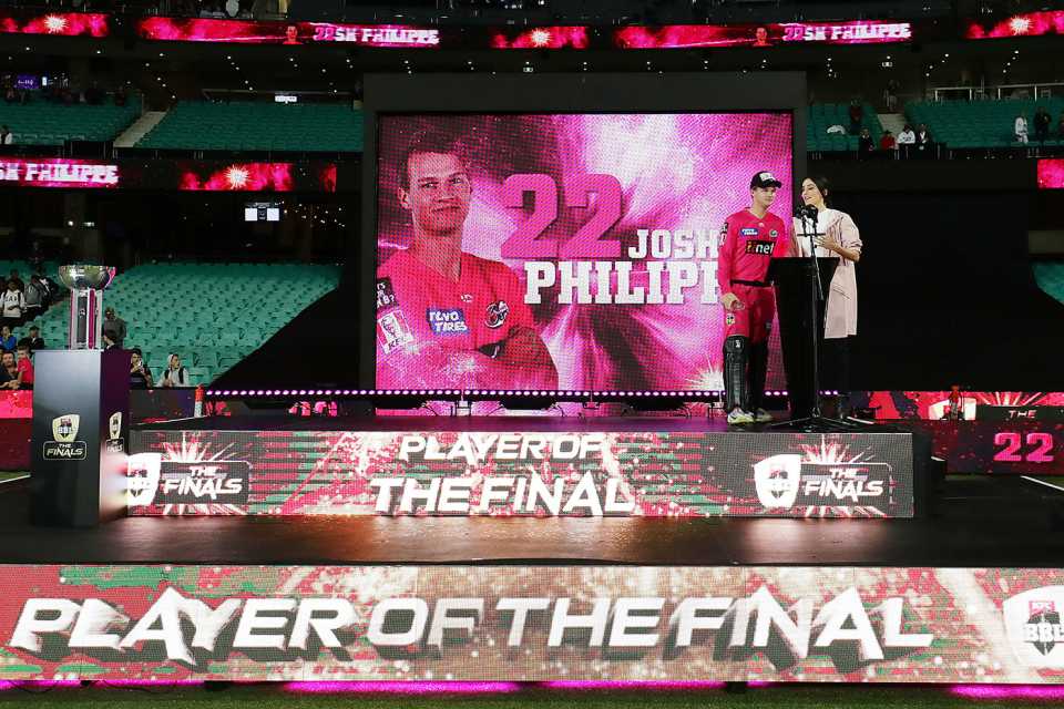 Josh Philippe was the Player of the Final, Sydney Sixers v Melbourne Stars, BBL 2019-20 final, Sydney, February 8, 2020