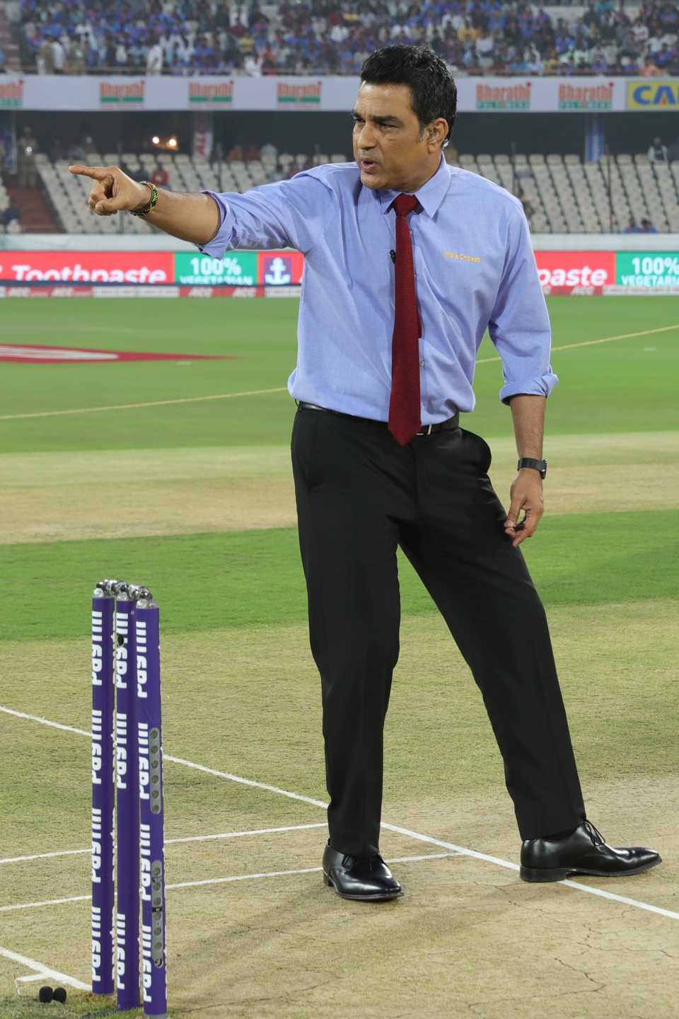 Sanjay Manjrekar before the start of the first T20I between India and West Indies