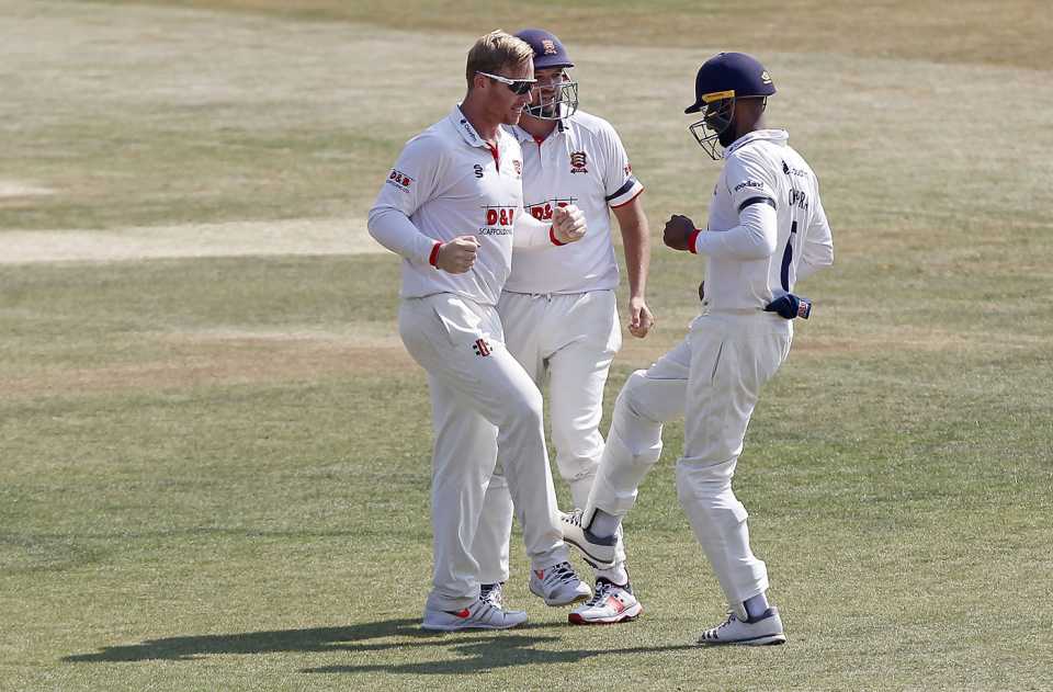 Simon Harmer celebrates another wicket
