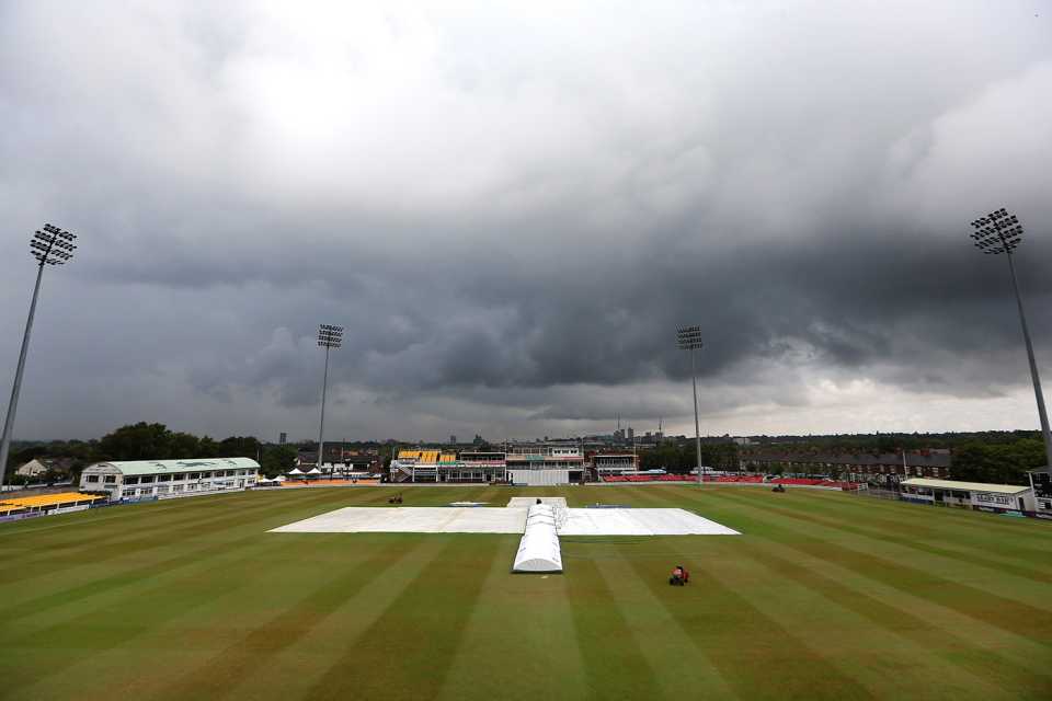 Play was hampered by rain during day three