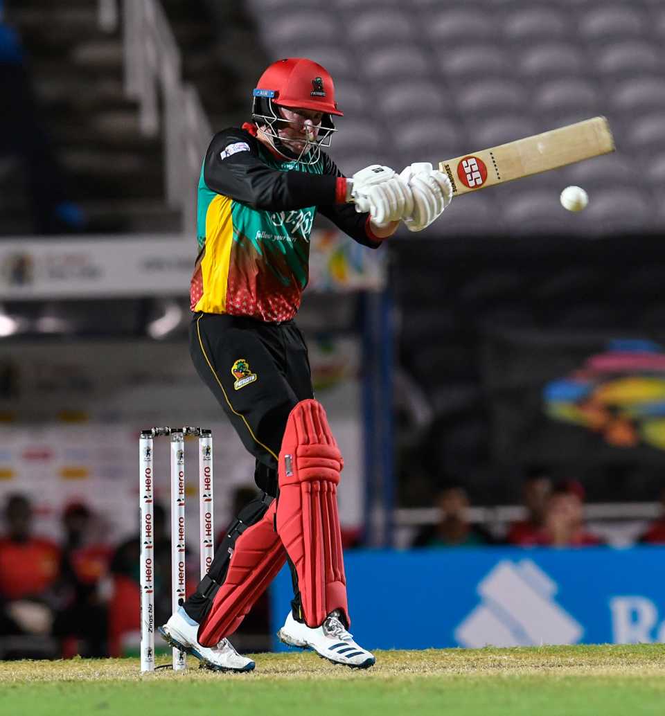 Ben Dunk latches onto a short ball, Barbados Tridents v St Kitts and Nevis Patriots, CPL 2020, Trinidad, August 18, 2020