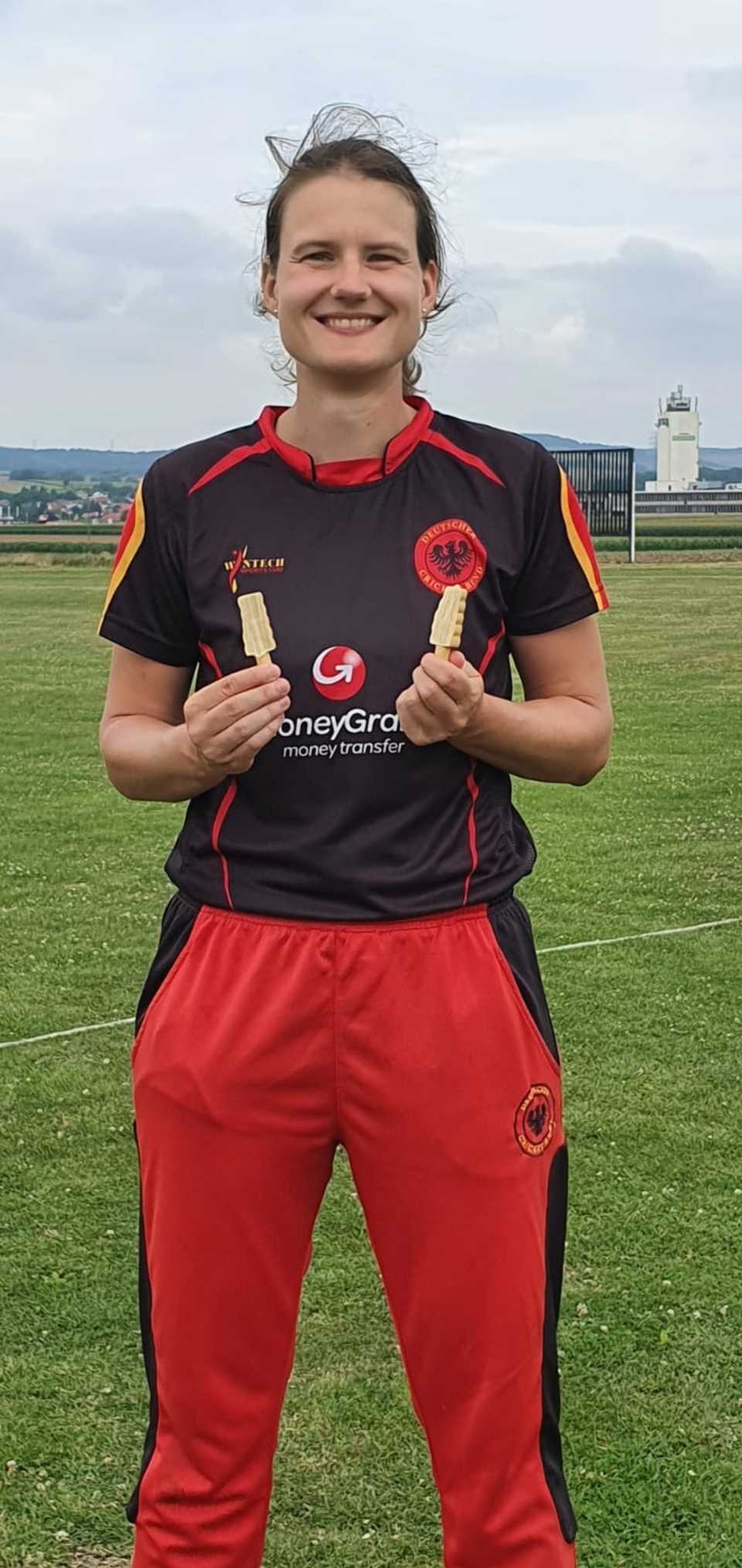 Medium-pacer Anne Bierwisch took 4 for 7 in the final match, Austria v Germany, 5th T20I, Seebran, August 15, 2020