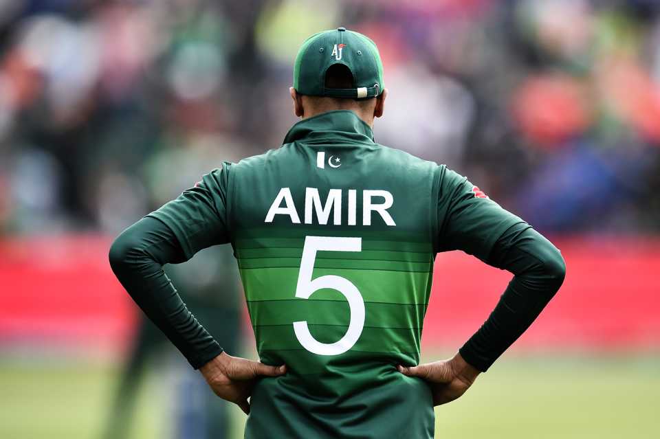 Mohammad Amir's name on the back of his jersey, Afghanistan v Pakistan, ICC World Cup warm-up, Bristol, May 24, 2019