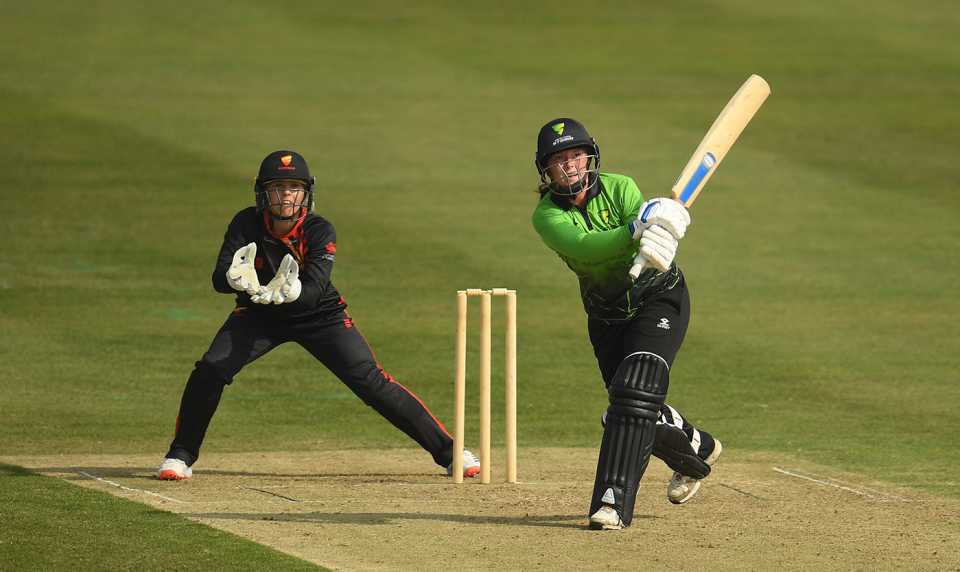 Georgia Hennessy in full flight on her way to 105 from 110 balls