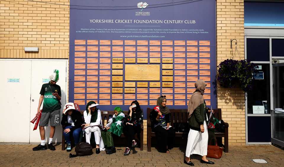 Pakistan supporters wait to enter the ground