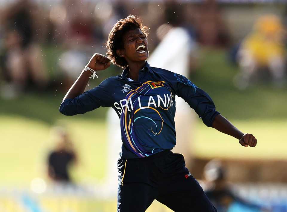 Kavisha Dilhari celebrates a wicket, Australia v Sri Lanka, Women's T20 World Cup, Group A, Perth, February 24, 2020