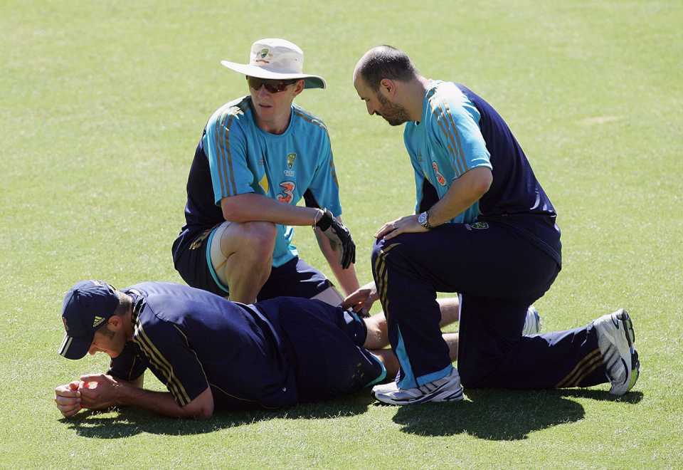 Jason Krejza turns his ankle at a training session