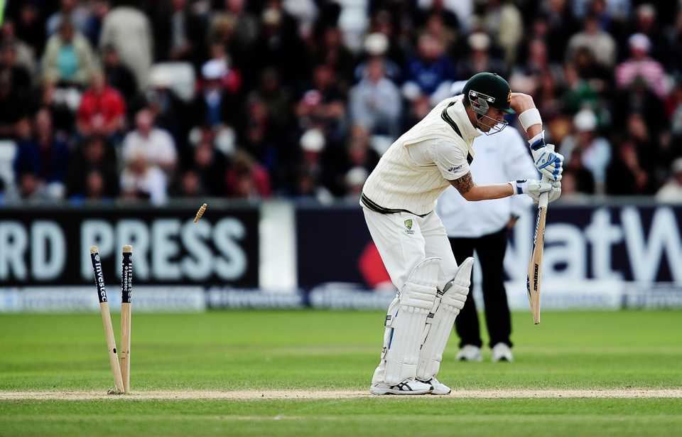Michael Clarke is bowled, England v Australia, 4th Investec Test, 4th day, Chester-le-Street, August 12, 2013