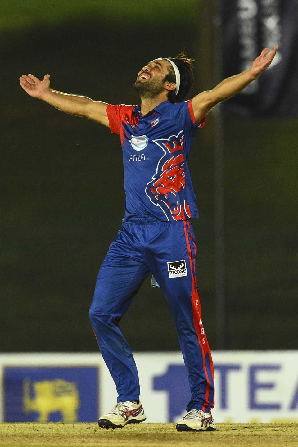 Qais Ahmad celebrates a wicket, Colombo Kings v Kandy Tuskers, Hambantota, LPL 2020, December 5, 2020